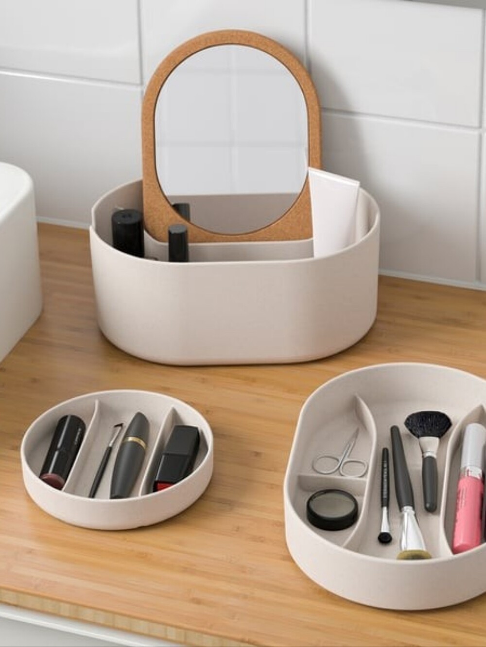 IKEA SAXBORGA Storage box with mirrored lid plastic cork